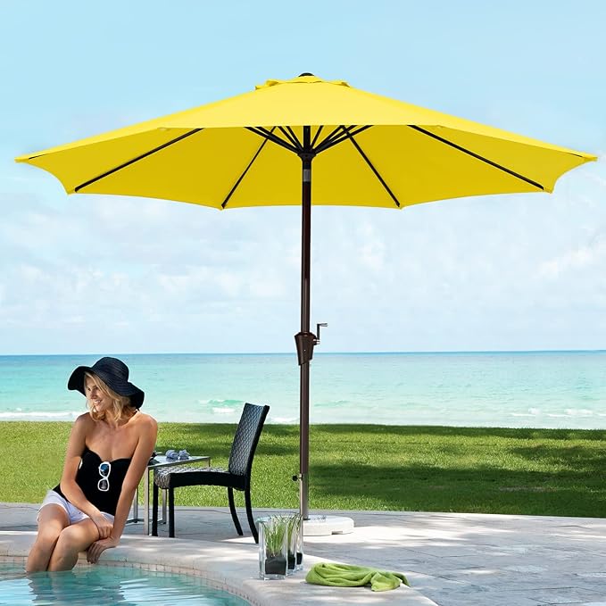 9FT Outdoor Patio Umbrella with Solar Lights