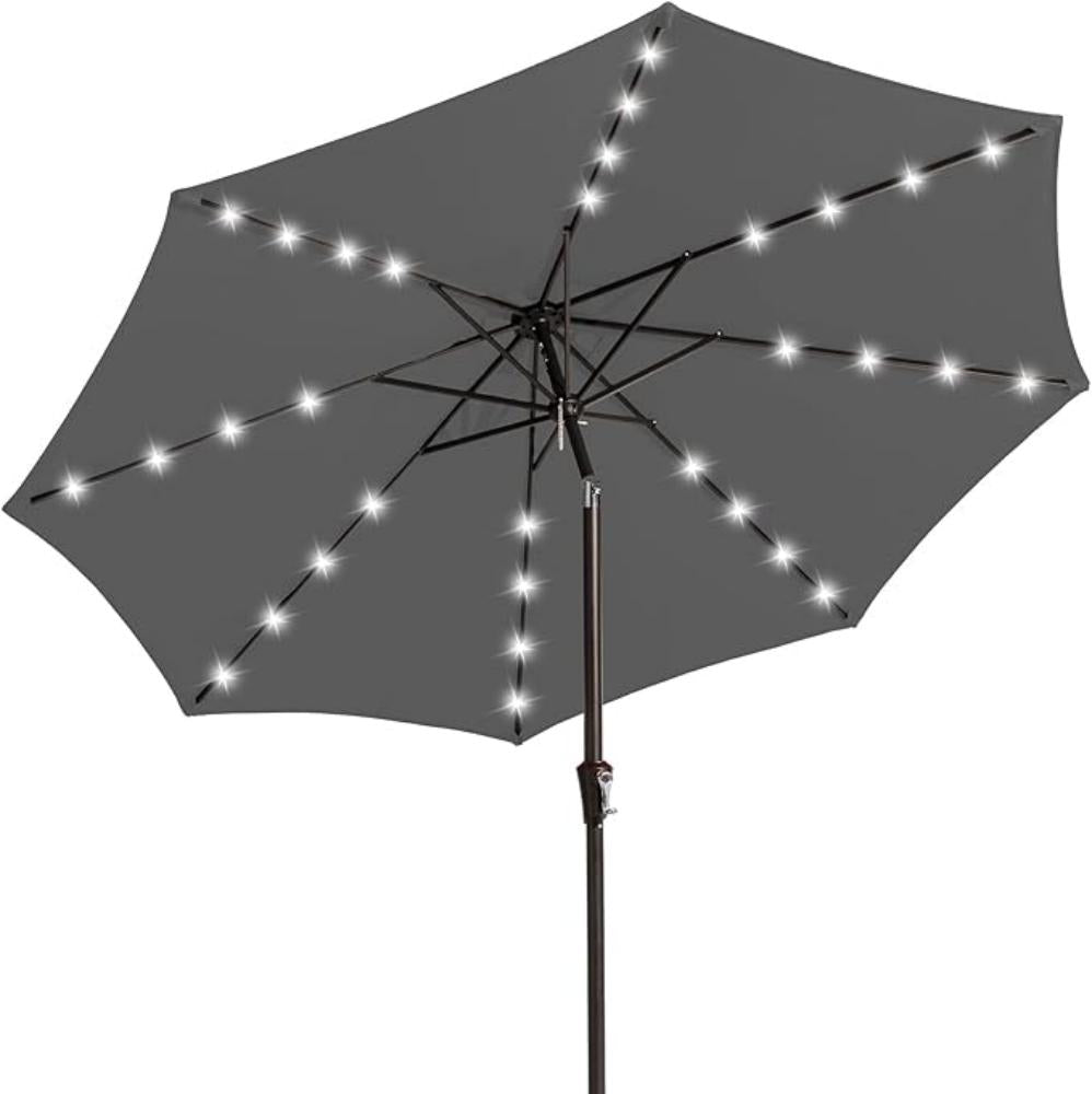 9FT Outdoor Patio Umbrella with Solar Lights