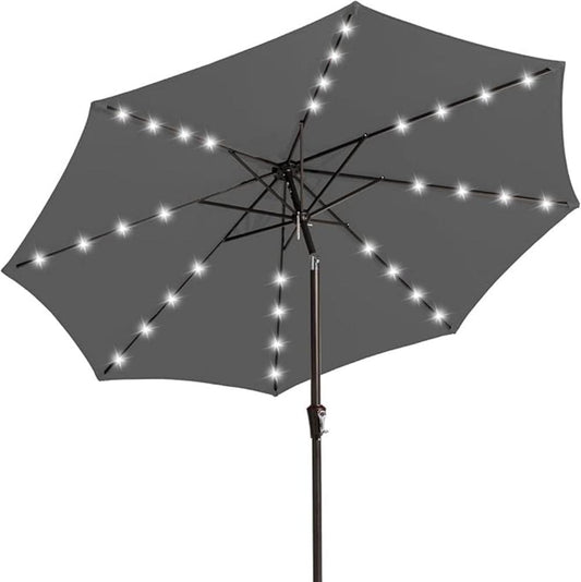 9FT Outdoor Patio Umbrella with Solar Lights