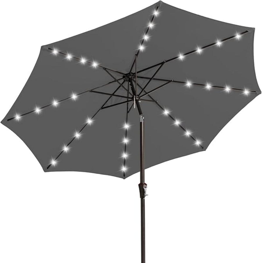 9FT Outdoor Patio Umbrella with Solar Lights