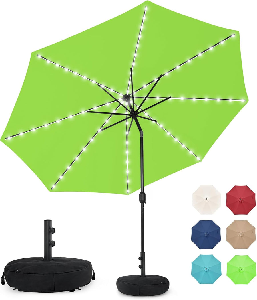 9FT Outdoor Patio Umbrella with Solar Lights